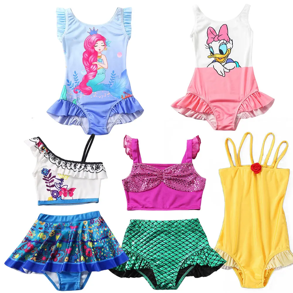 

Cartoon Swimwear for Toddler Summer Swimsuit Girls Princess Ariel Mermaid Bathing Suit Mirabel Bikini Beach Swimming Bodysuit