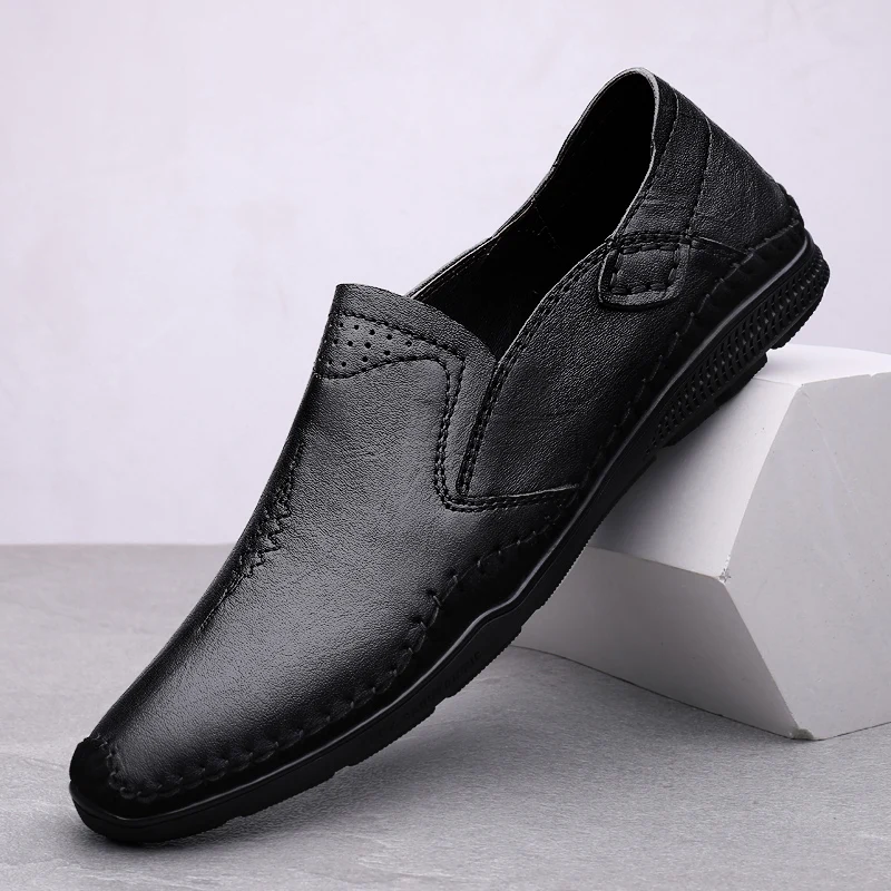 

Casual Loafers men slip on Spring Men's Shoes genuine leather Loafers For Men Soft Driving Moccasins Flats Walking Shoes men