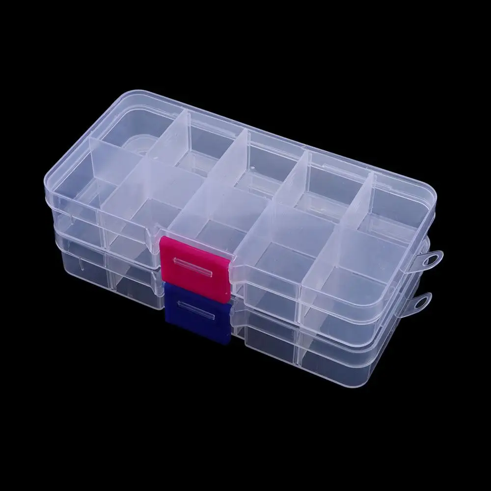 Description Picture 2 of itemAccessory Box Hook Lure Box Transparent Square Plastic Detachable Fishing Tackle Box 10 Compartments Fishing Box Storage Box