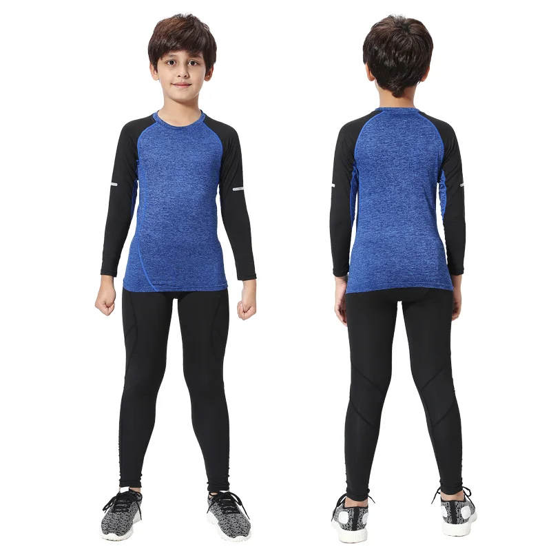 Winter Thermal Underwear For Kids Outdoor Running Set Boy Gym Jogging Compression Tights Workout Thermal Tights Child Soccer Kit 6