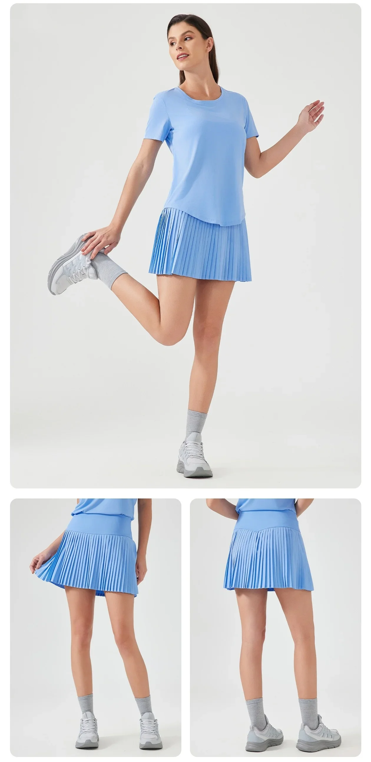 Pleated Tennis Skirt Sports High Waisted Women Fitness Golf Slimming Side Pocket Short Skirts Girl Comfort Safety Stretch Shorts