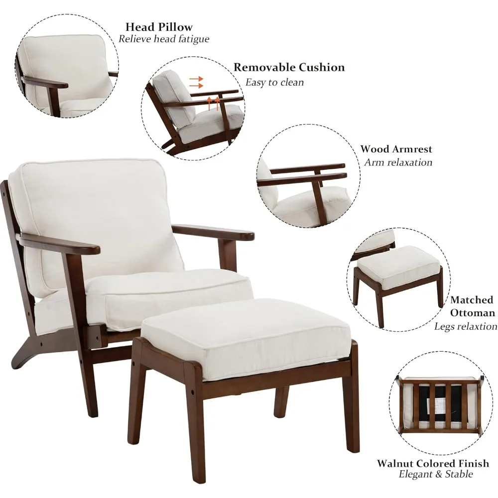 RBXC Mid-Century Modern Accent Chair with Ottoman - view 3