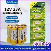 20PCS 12V 23A Alkaline Battery A23 23GA A23S E23A EL12 MN21 MS21 V23GA L1028 GP23A LRV08 For Remote Control Doorbell Dry Cell 1