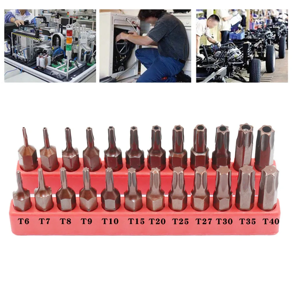 

Отвертка Torx, 24 шт., 25 мм, для работ с твердым и полым хвостовиком 6,35 мм, с шестигранным хвостовиком 25 мм, запчасти для электрического пневматического шуруповерта