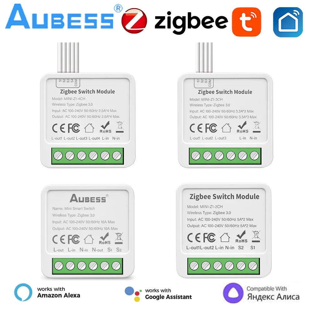 Tuya Zigbee 1/2/3/4 Smart Gang Switch Module 2 Way Control Diy Breaker Smart Home Controllo Vocale Alexa Google Home 33 Alice