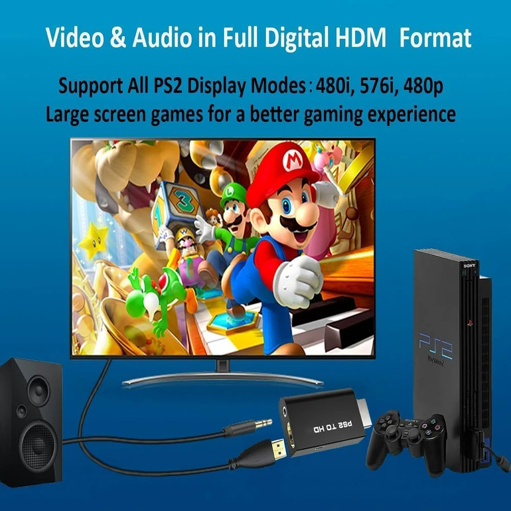 HDTV Ϳ 3.5mm    PS2 ܼ-HDMI ȣȯ ȯ ʹ 480i 576i 480P ÷ 带 մϴ.