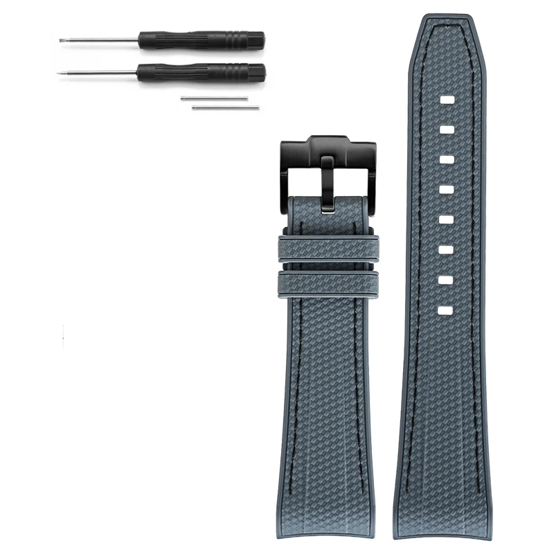 Green Abyss Waterproof Sport Woven Silicone Watch Band with Curved End Design, 22mm