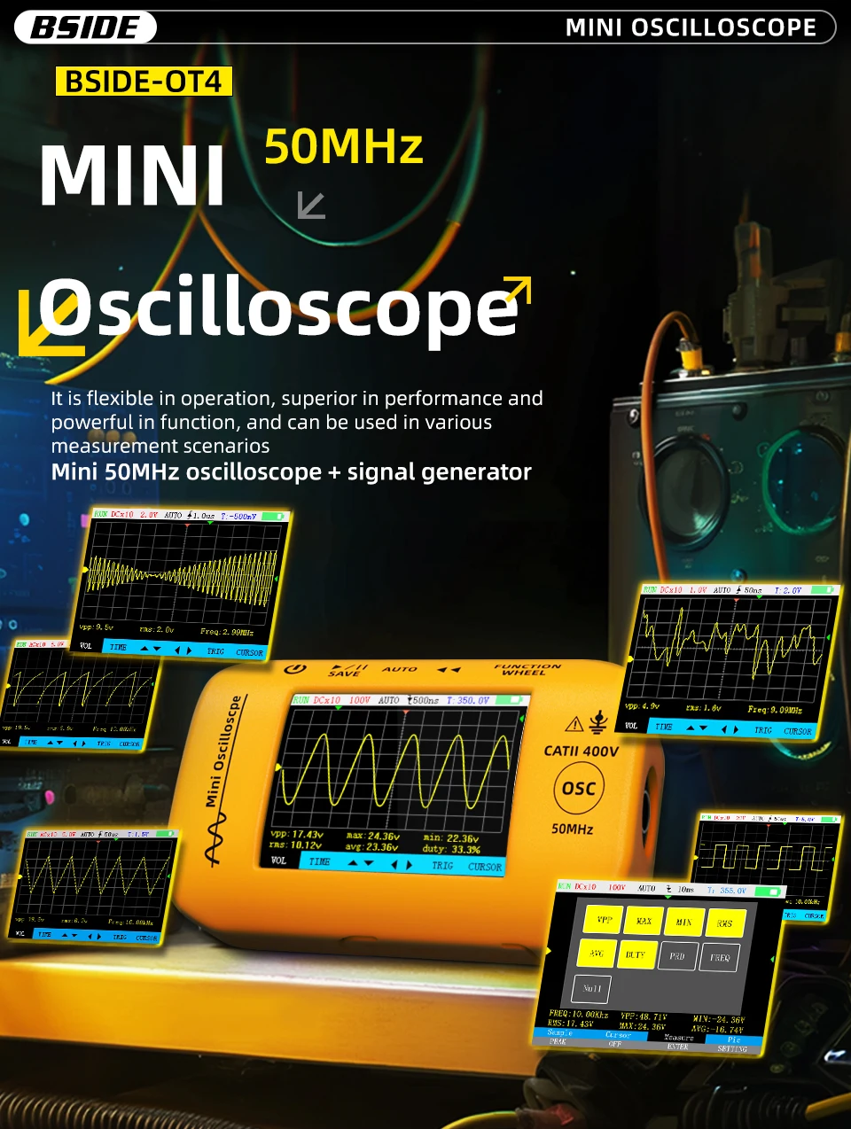 Mini Oscilloscope Portable OT2/OT4 Signal Generator Sampling Rate Electronics Re