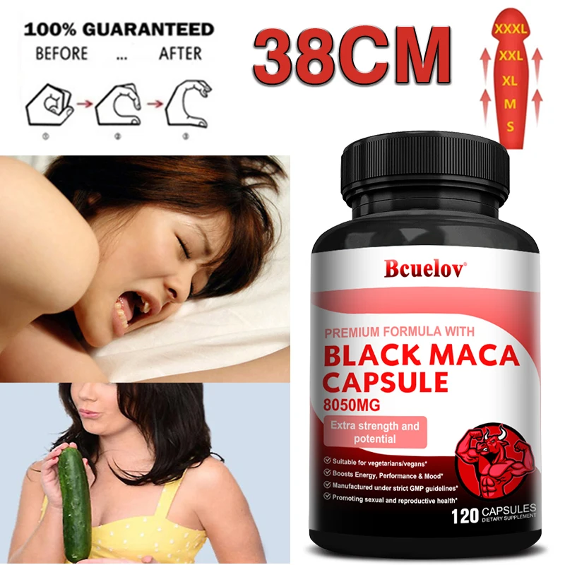 

Black Maca Capsules - Natural Testosterone Boosting Dietary Supplement - Faster Muscle Growth, Improved Performance, Endurance