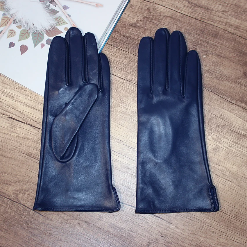Summer Driving Thin Sheepskin Leather Gloves Women's Touch Screen Single Unlined Straight Style Motorcycle Riding Gloves