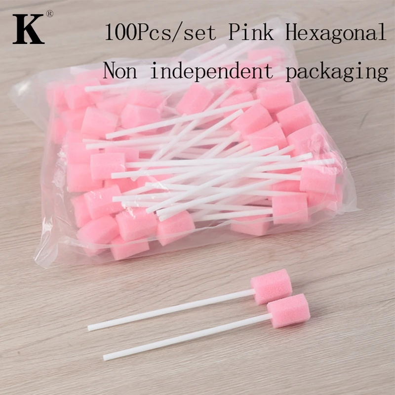 

100pcs Disposable Cleaning Cleaner Swab Oral Care Sponge Swab Tooth Cleaning Mouth Swabs With Stick Sponge Head