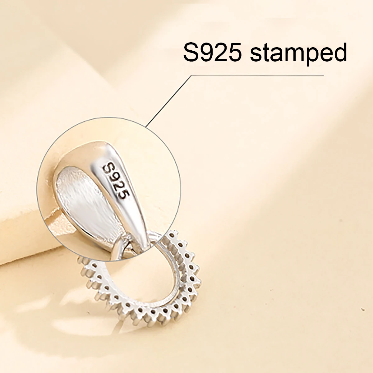 925 Sterling Silver CZ Prong Bezel Cup Tray Pendant Setting fit 14mm Round Gemstone Pendant Base Blank DIY Jewelry Making Craft
