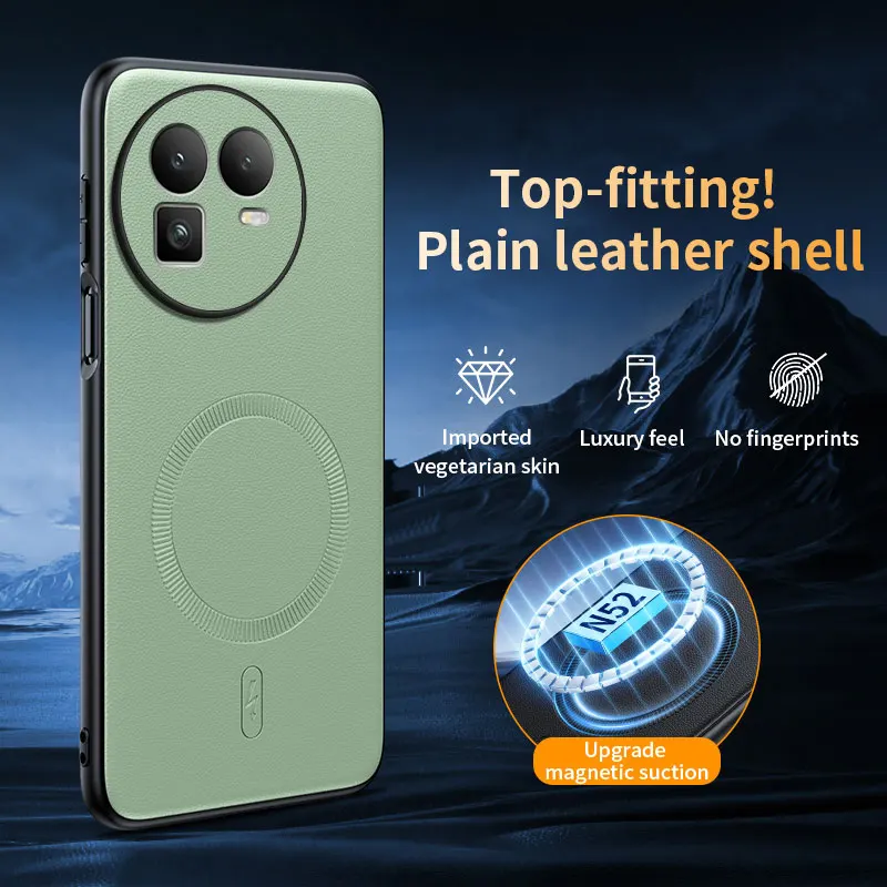 Leather Texture Case with Magnetic Wireless Charging and Camera Protection