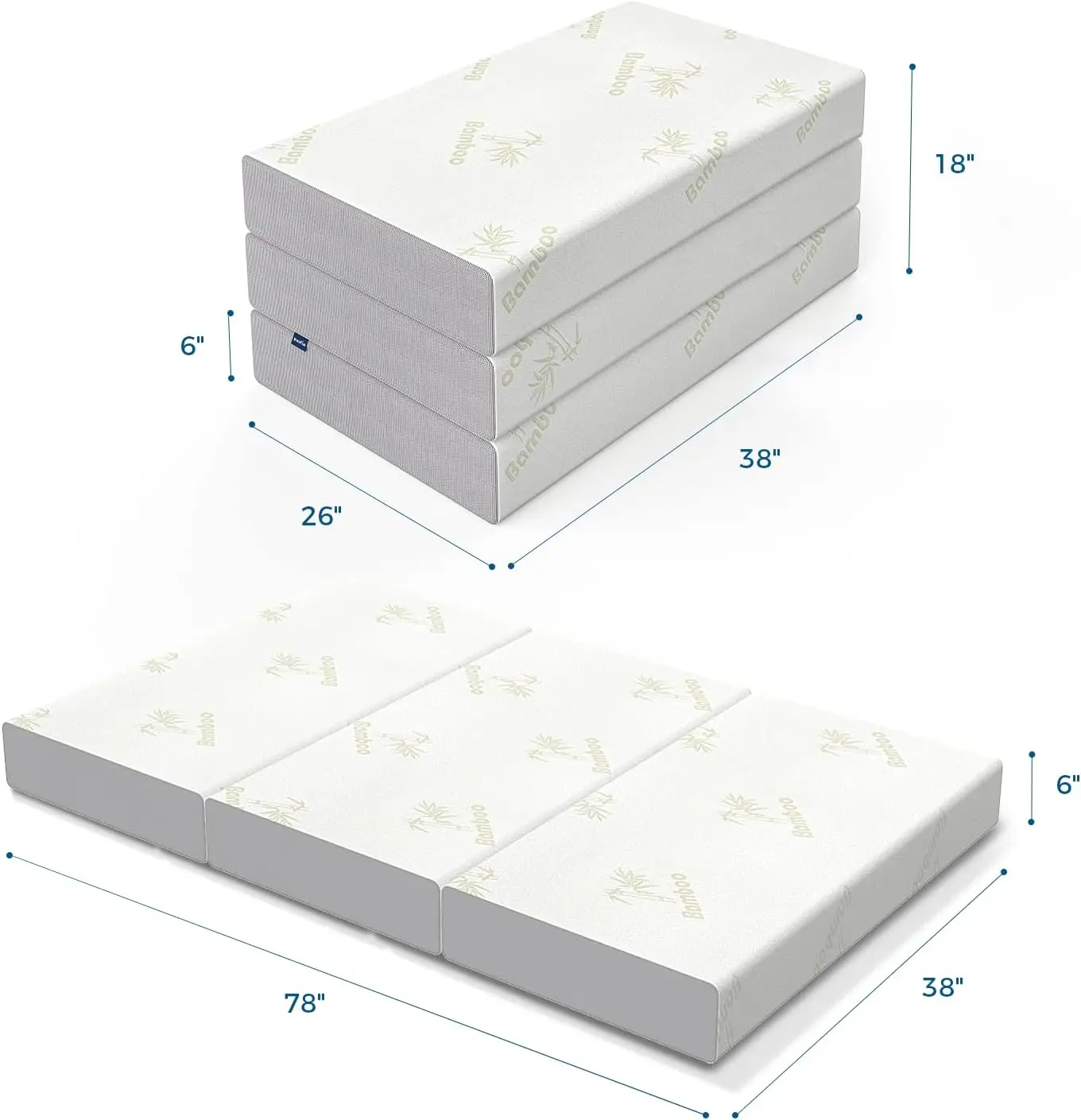 Twin Folding Mattress  6 Inch Trifold Memory Foam Mattress with Ultra Soft Removable Cover  Non Slip Bottom  Breathable Mesh Sid 3