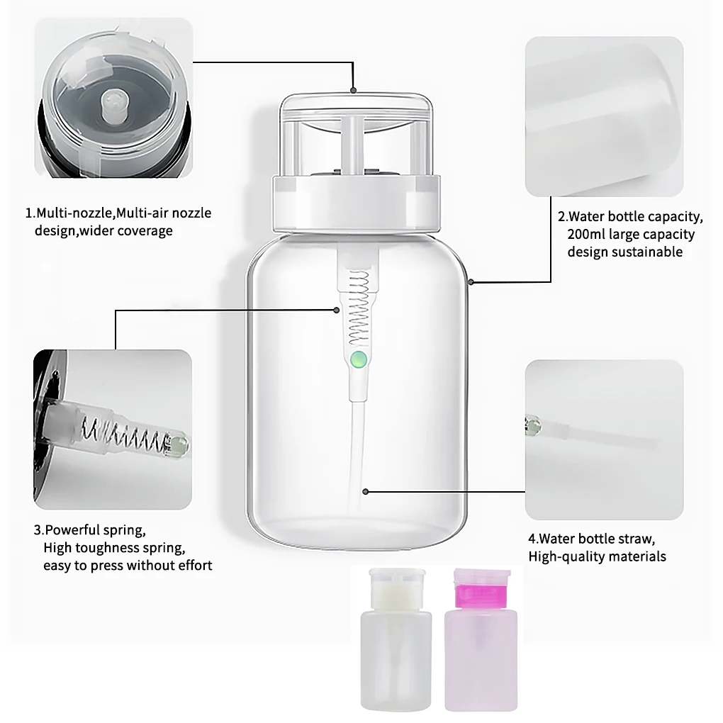 Push Down Empty Pump Dispenser Convenient Reusable Alcohol Clear Bottle