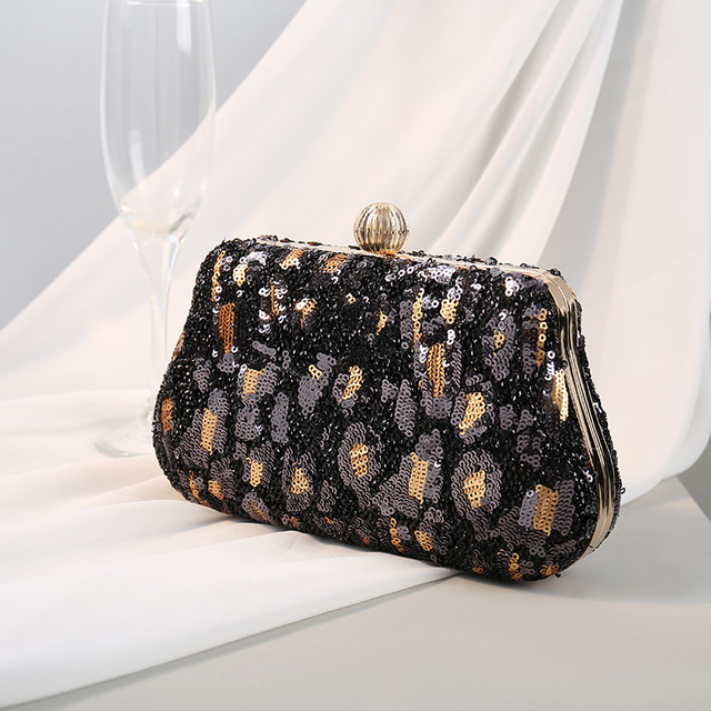 New Embroidered Sequin Leopard Evening Bag for Women 2022 Fashion Design Casual Purse Chain Shoulder Crossbody Party Bag