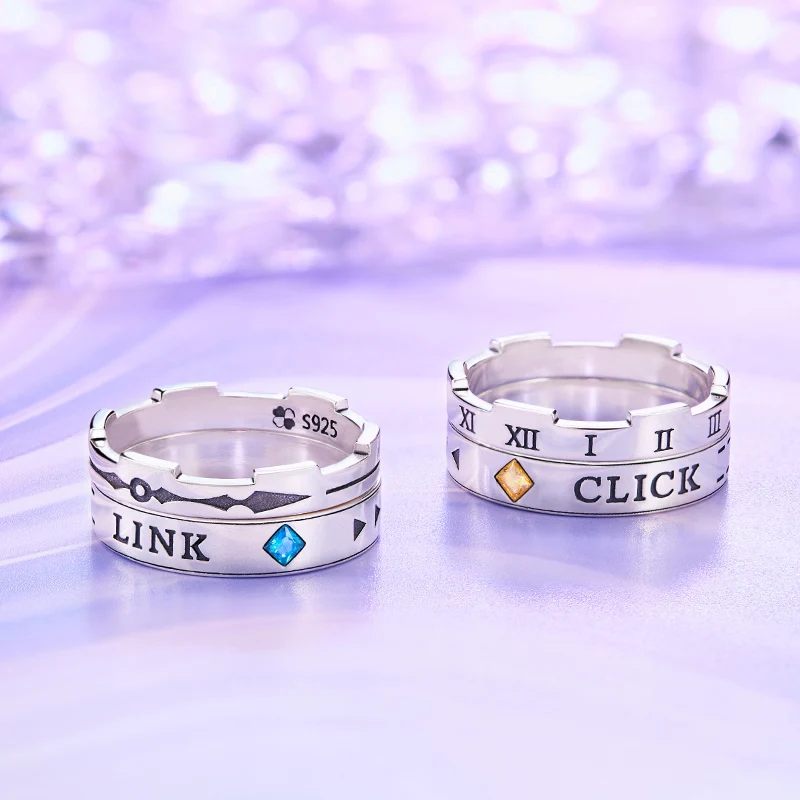 Link Click Anime Ring for Men/Women 925 Sterling Silver Cheng