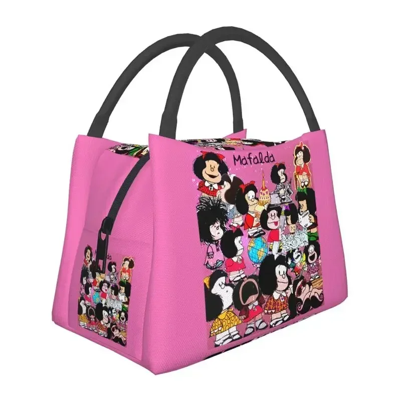 

Mafalda Collage Thermal Insulated Lunch Bag Women Quino Comic Portable Lunch Container for Outdoor Camping Travel Meal Food Box