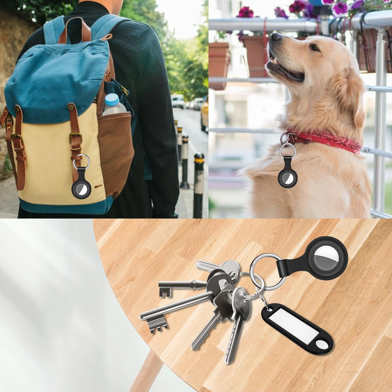 NEWDERY 4PCS GPS Case Cover for AirTag Leather Case Cover for AirTags Pet Location Tracker Sleeve Shell Skins