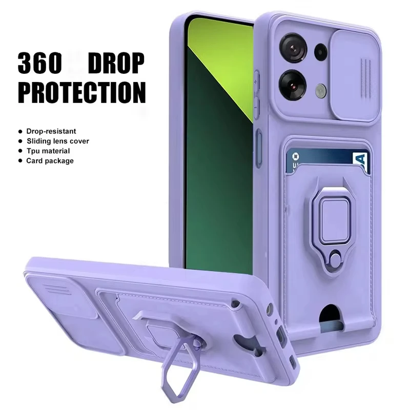 Slide Camera Card Slot Shockproof Luxury Armour TPU Phone Case