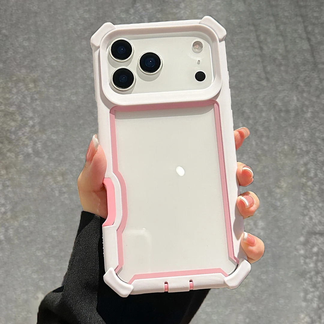 Rugged Shockproof Military Grade Transparent Phone Case with Armor Design