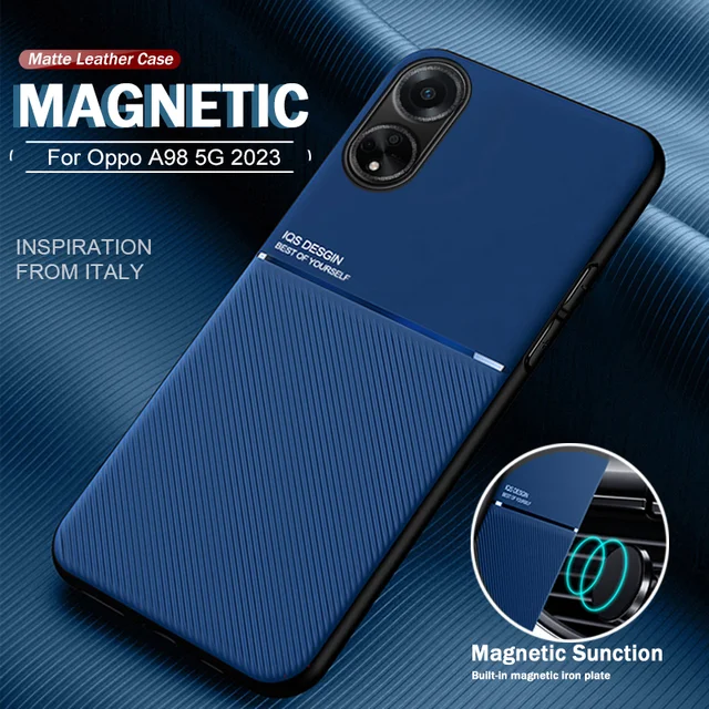 Built-in Magnetic Iron Plate Leather Case For Oppo A98 5G Soft Silicone  Frame Back Cover Orro Appo Opo A98 A 98 5G OppoA98 2023 - AliExpress