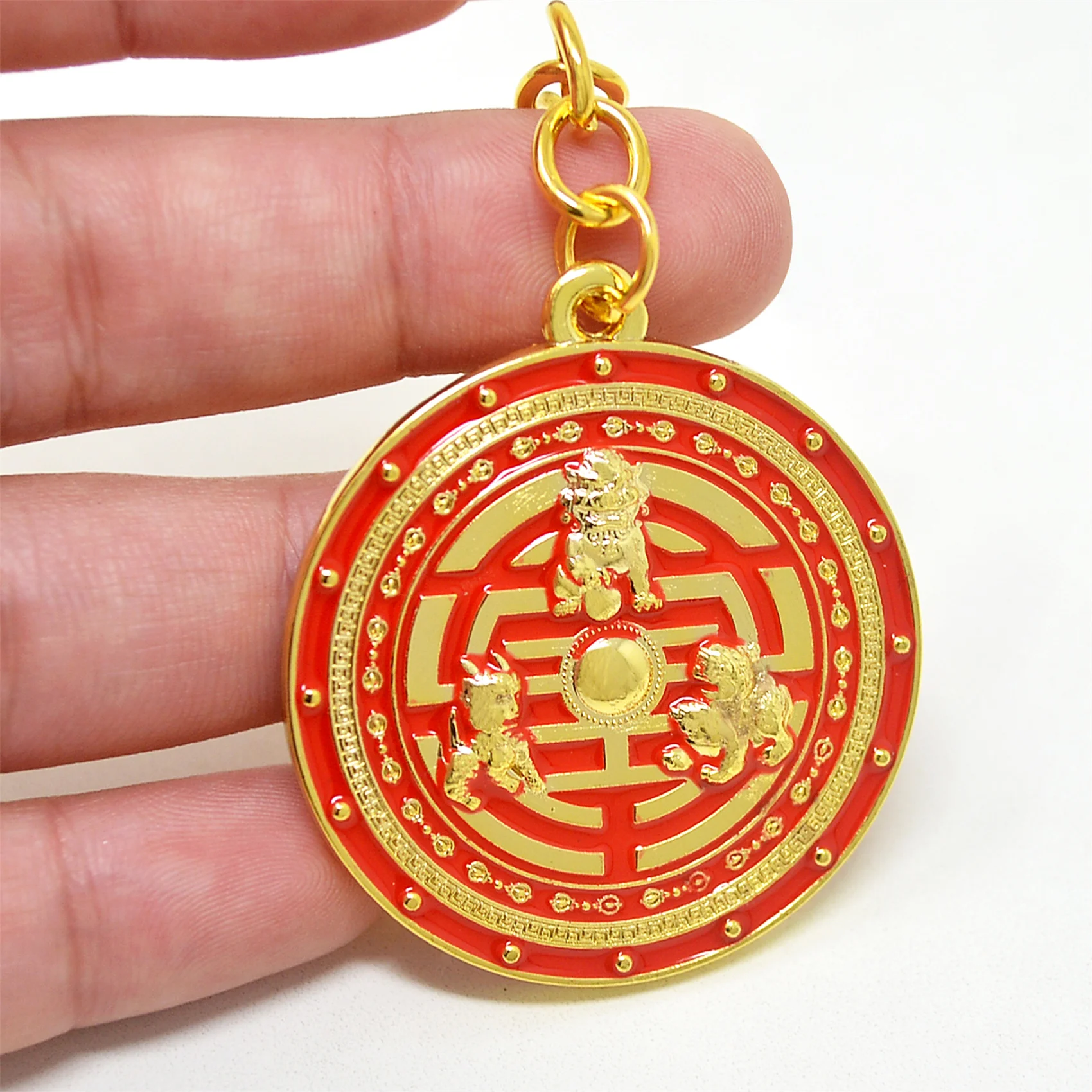 Feng Shui Ancient China 3 Celestials Protection Shield Amulet Keychain 4