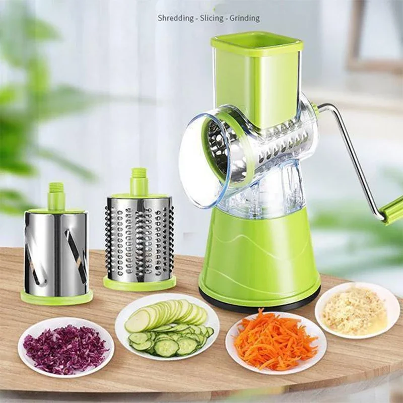 Description Picture 4 of item3-in-1 Manual Rotation Vegetable Fruit Slicer Round Cutter Potato Grater Spiralizer Vegetable Chopper Kitchen Home Tools