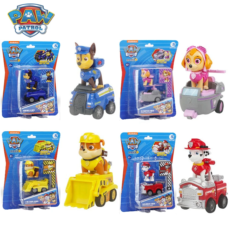 Paw Patrol Veicoli Da Collezione Race Rescue Skye Deluxe Kids Pull Back Car Chase Moto Cuccioli Marshall Airplane Toy Figure Gift