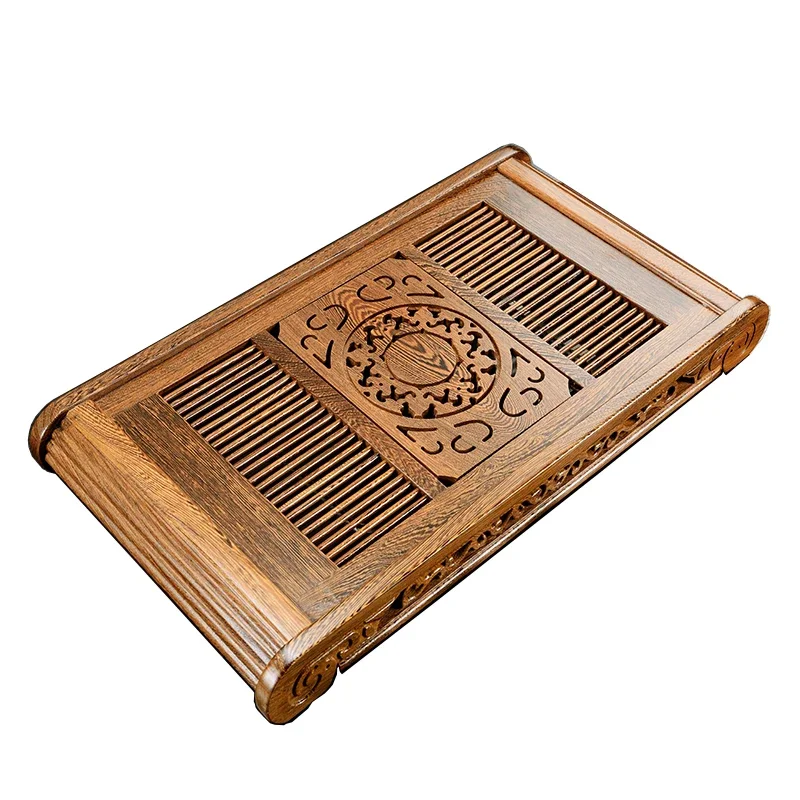 

Wooden Kung Fu Tea Trays Luxury Chinese Luxury Vintage Pu Erh Tea Trays Drainage Rectangle Tee Tablett Office Accessories