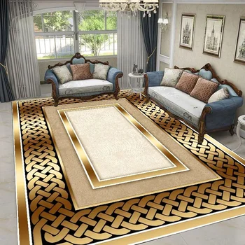 Gold Black Geometric Carpets Nordic Luxury Living Room Rugs for Bedroom Sofa Table Beside Large Area Rug Home Decor Mats Tapete 2