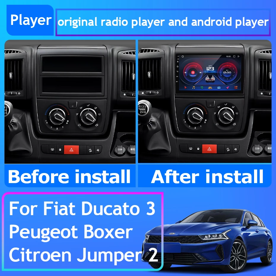 Autoradio Carplay Per Fiat Ducato Peugeot Boxer Citroen Jumper 2006-2022 Navigazione GPS Android Auto Stereo 4G Bluetooth No 2din - immagine 2