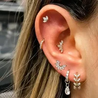 2024 Stainless Steel Stud Women Girl Crown Zircon Pendant Tragus Ear Cartilage Daith Septum Piercing Earring Helix Y2k Jewelry 2