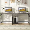 79 Inch Extra Long Desk, Double Desk with 2 Drawers, Two Person Desk Long Computer Desk with Storage Shelves, Writing 6