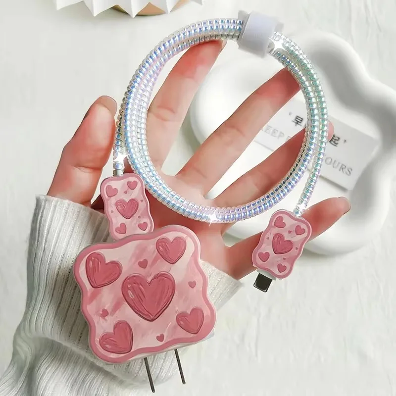 جراب حماية لطيف للشحن لـ iPhone ، واقي شاحن ، منظم...