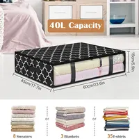 2Pcs Under Bed Storage Bags 40L Underbed Storage Containers with Reinforced Handles Zipper Non-Woven Storage Bins Foldable Stora 2