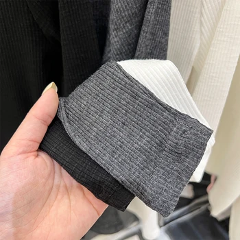 الخريف المرأة تي شيرت خمر سليم صالح تنوعا تي شيرت المرأة عادية الصلبة زر س الرقبة طويلة الأكمام تيز فام مضلع Y2k 5