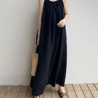 REALEFT Summer Cotton and Linen Tank Long Dresses for Women 2024 New Vintage O-Neck Sleeveless Strapless Dress Female - Image 5