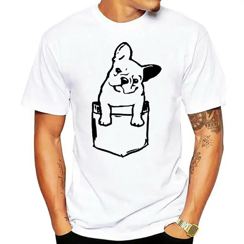 

French Bulldog T-Shirt - Swag - Hipster - Vintage - Print Pocket Tops 2022 Short Sleeve Hip Hop Polyester T Shirts