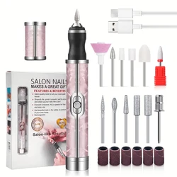 Portable Electric Nail Drill Set - Professional 4 - Speed Manicure & Pedicure Kit for Salon - Quality Nail Care (Pink Plus)