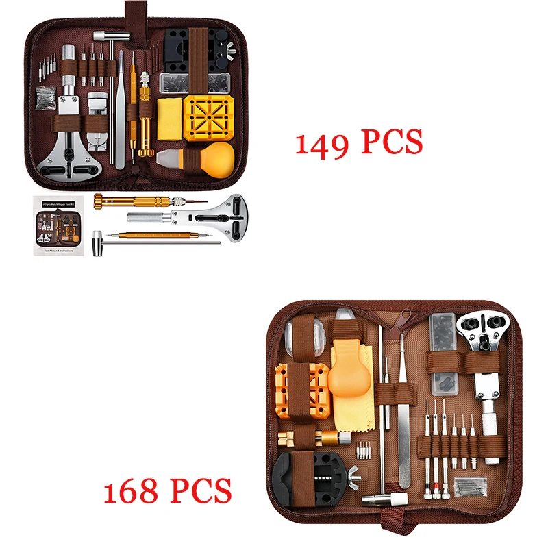 149/168PCS 시계 수리 키트 케이스 분해기 오프닝 로드 키트 배터리 교체 수..