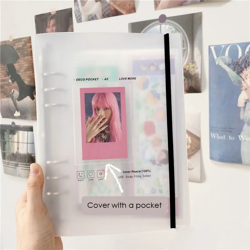 Photo Scrapbook Binder A5 Matte Heart Photo Scrapbook Binder Refillable 3'' Idol Collection Binder for Girls