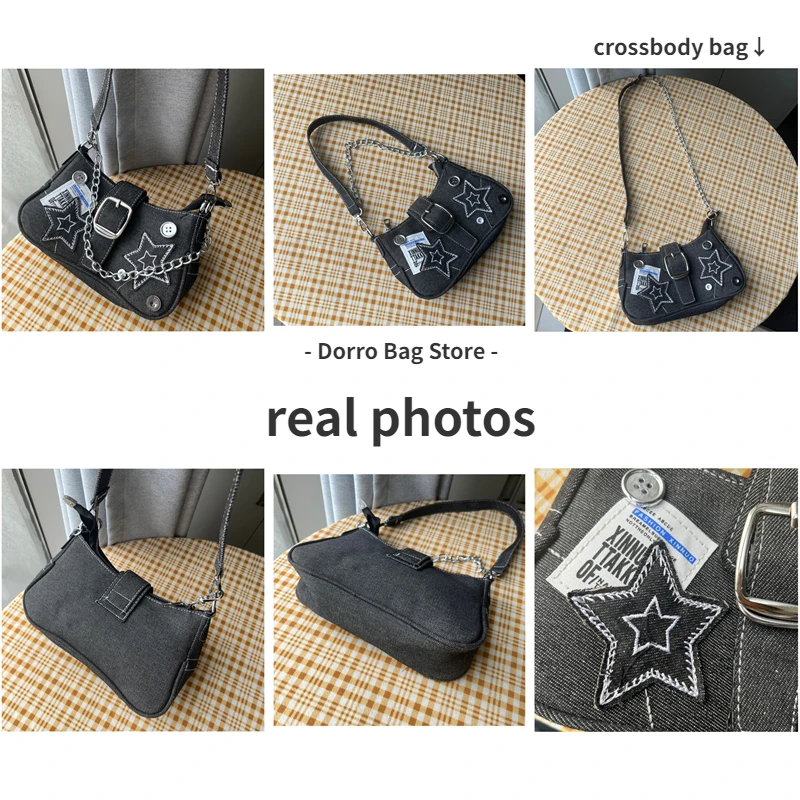 Y2k Star Denim Handbag For Women, Vintage Chain Crossbody Bag, Trendy  Crescent Bag & Purse - Temu