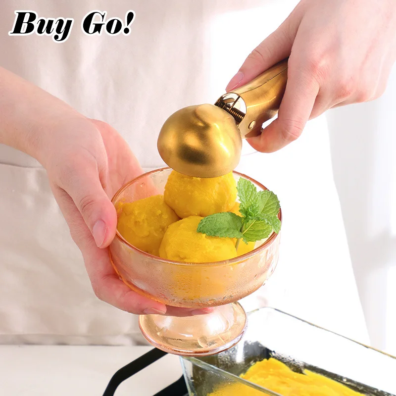 Ice Cream Scoops Stacks Stainless Steel Ice Cream Digger Non-Stick Fruit Ball Maker Watermelon Spoon Tool 1/2PCS ice cream scoop,ice shovel scoop,ice cube scoop