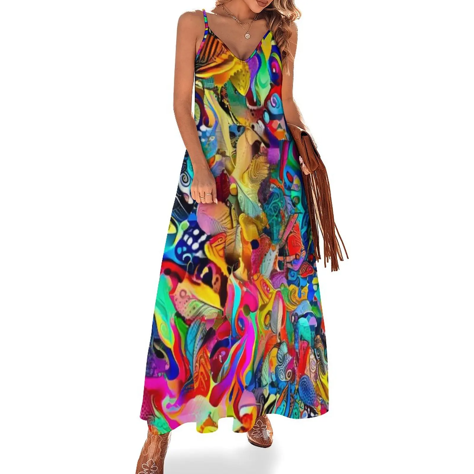 

Colourful chaos Sleeveless Dress summer dress for women 2024 ladies dresses for special occasions dress for women summer