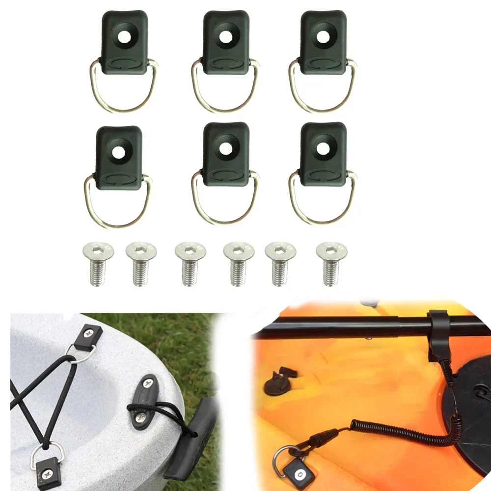 Kit 6 anneaux D pour kayak de pêche - Installation facile pour équipement, cannes et accessoires de pêche