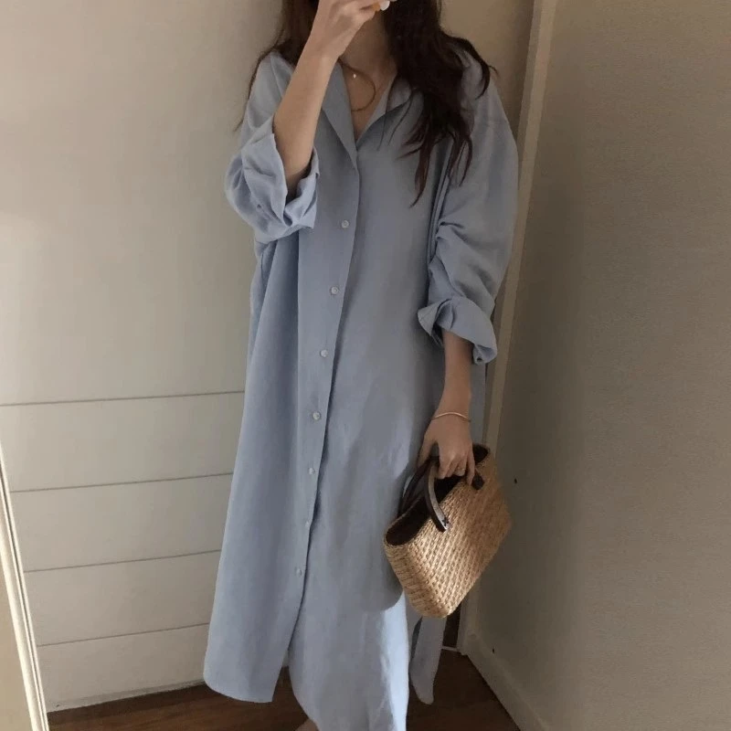 

Elegant Fashion Harajuku Slim Fit Female Clothes Loose Casual All Match Outerwear Solid Button Thin Style Long Sleeve Blusa