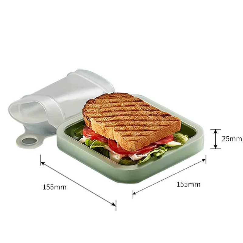 1pc Reusable Sandwich Holder Silicone Lunchbox Bakery Boxes Portable Loaf Bread Sandwich Containers Sealable Lunch Box Toast Bag
