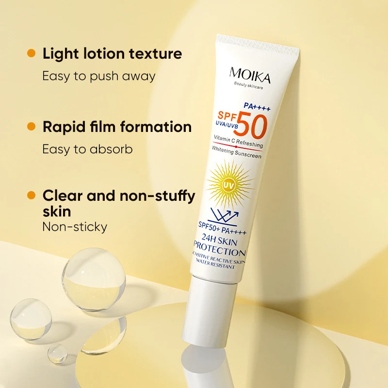 Facial sunscreen SPF 50+ vitamin C refreshing sunscreen organic whitening isolate ultraviolet rays waterproof facial UV protection sunblock