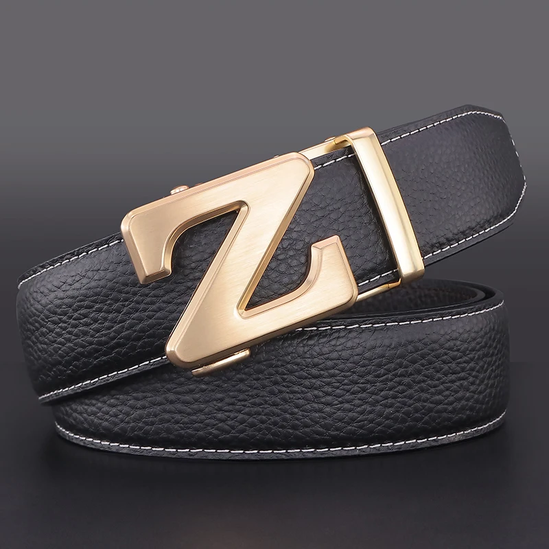 Z Letter Designer Belt Men Fashion Buckle Leather Belt High Quality Male Cowhide Young Men Belts For Men Jeans Cow Waist Strap